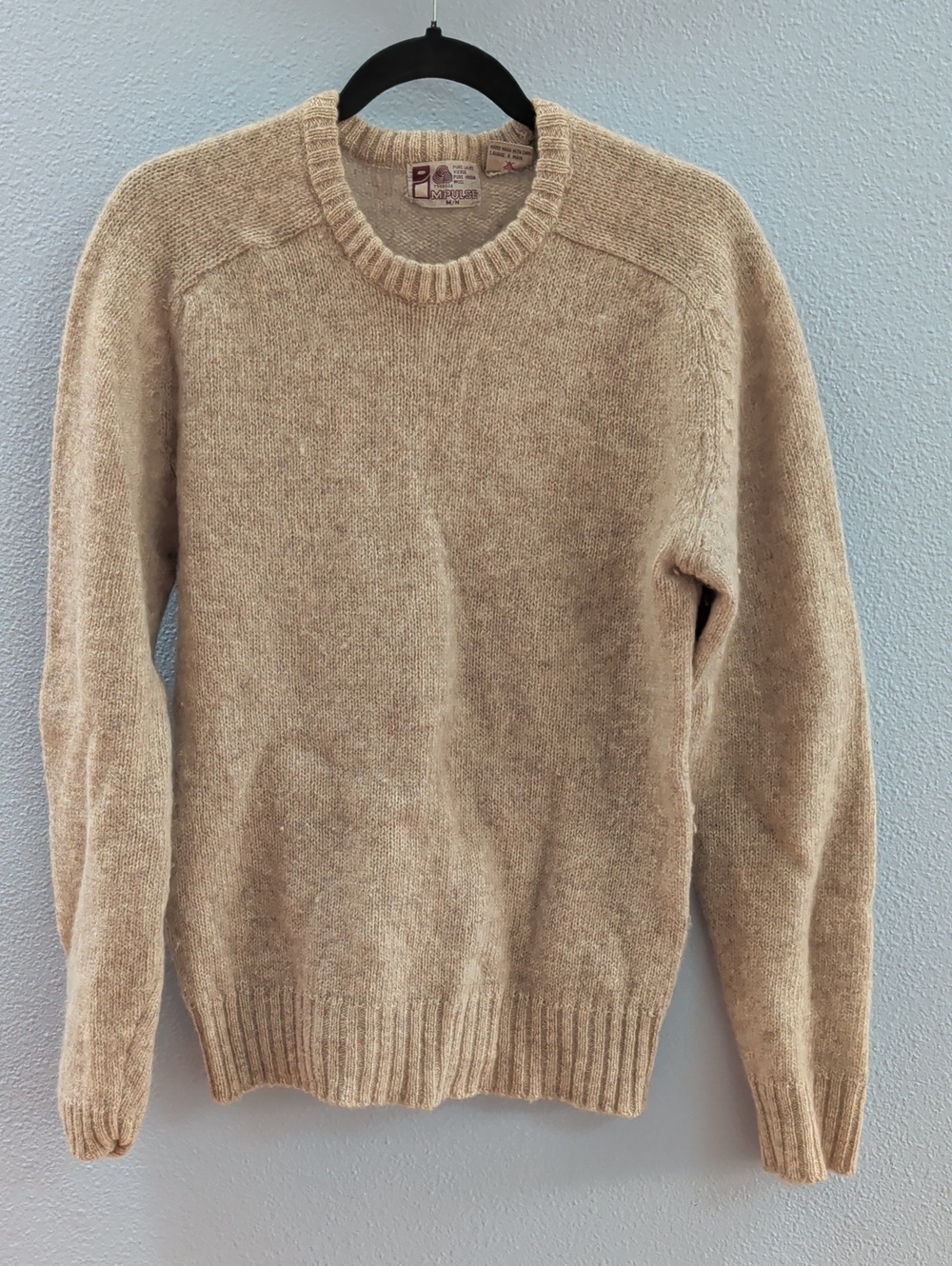 Impulse Shetland Wool Women's Crewneck Sweater - Tan